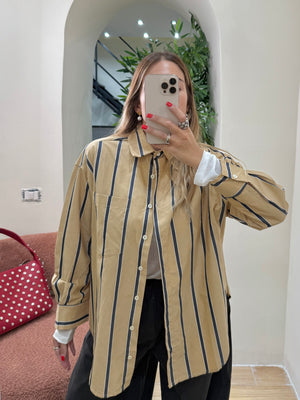 Camicia burro a righe navy