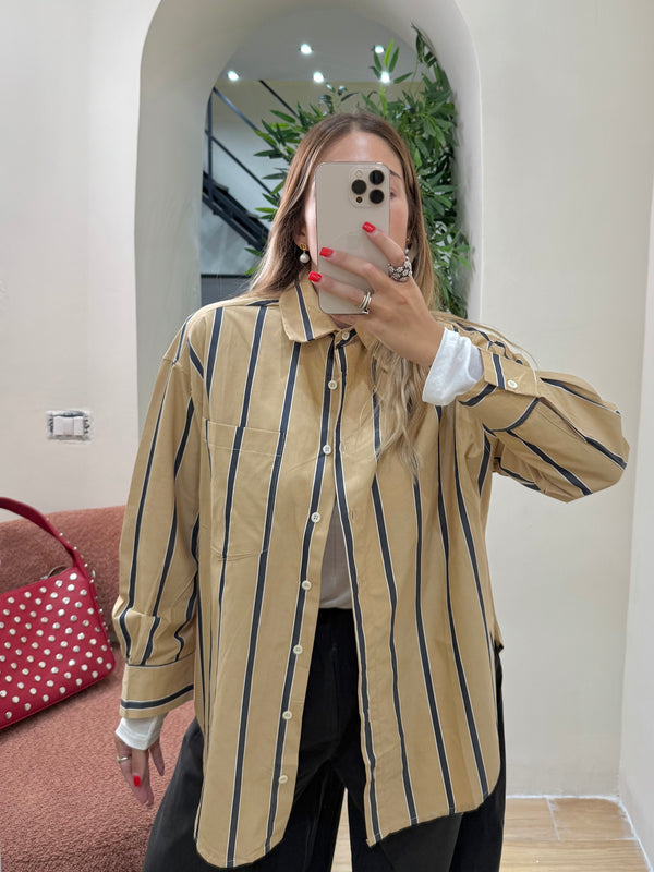 Camicia burro a righe navy