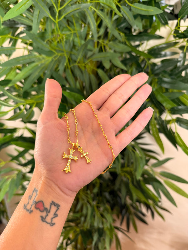 Collana doppia croce chrome hearts gold