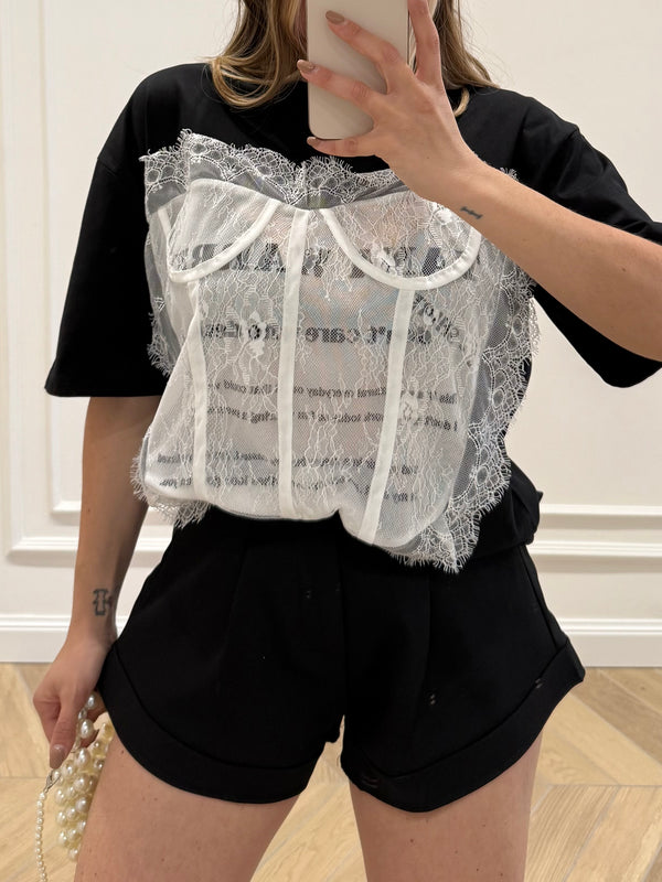 T-shirt pizzo bustier