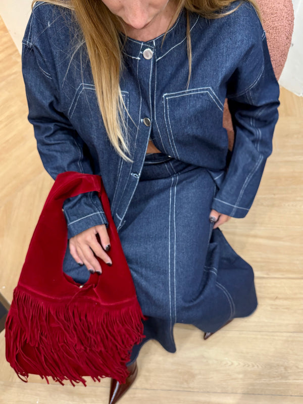 Coordinato Denim Con Gonna Lunga