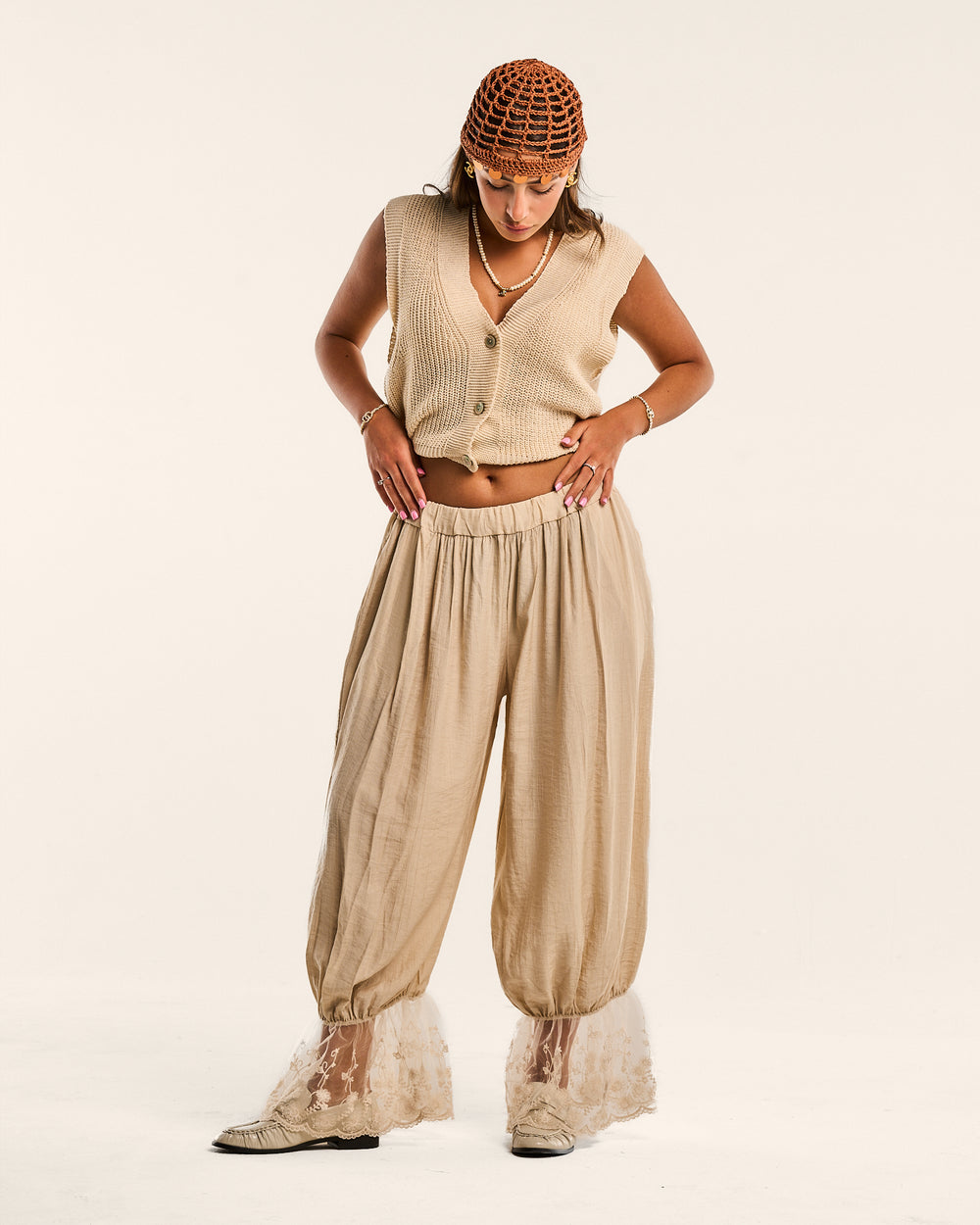 Pantalone Soft Lace Beige