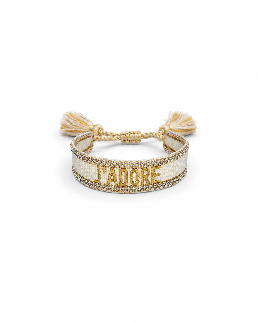 Bracciale j’adore strass beige bianco