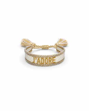 Bracciale j’adore strass beige bianco