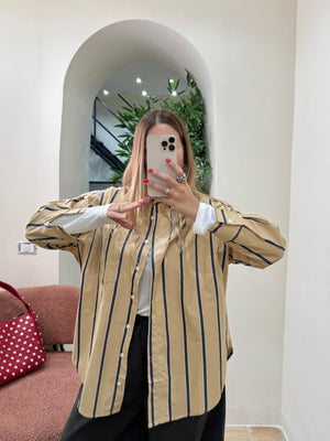 Camicia burro a righe navy