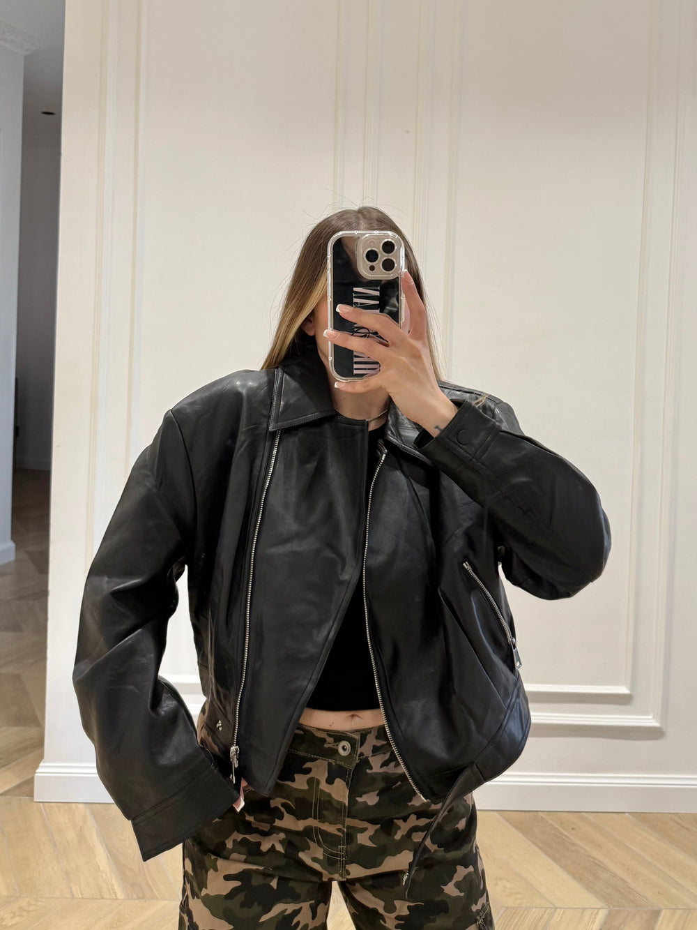 Chiodo ecopelle crop