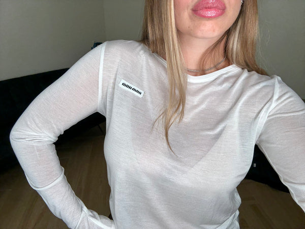 Maglia semitrasparente miumiu