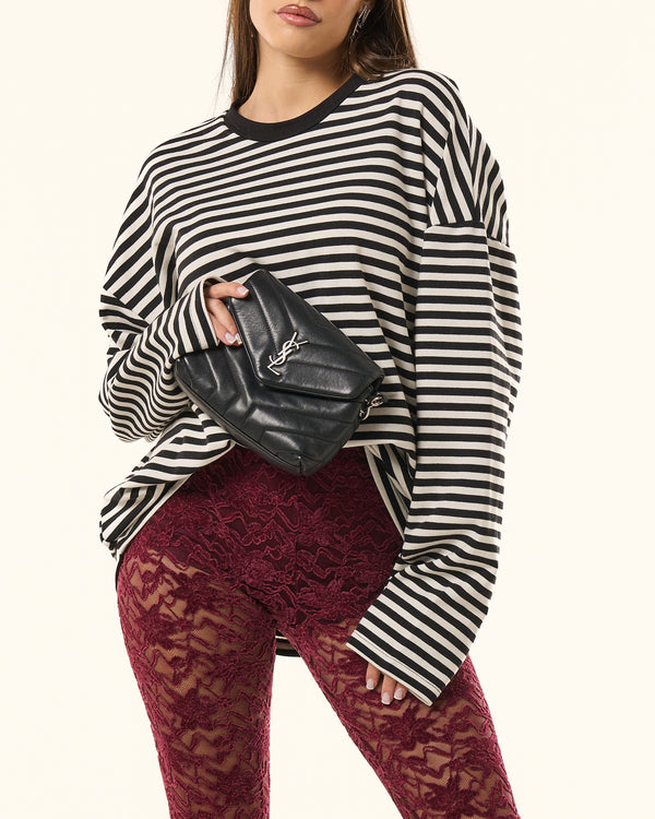 T-shirt felpata overisize righe