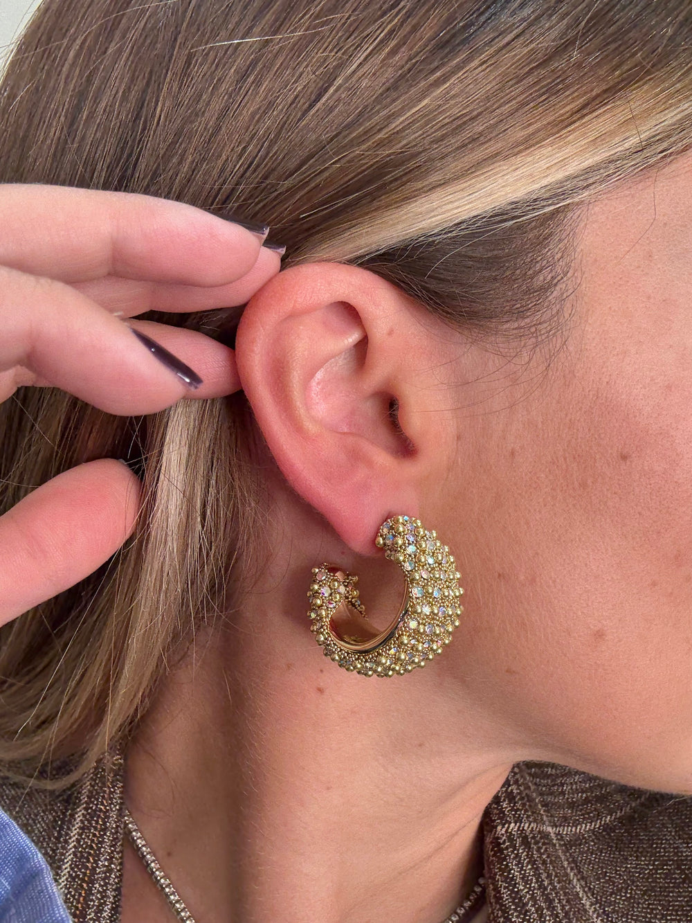 Orecchini double hoop zirconati