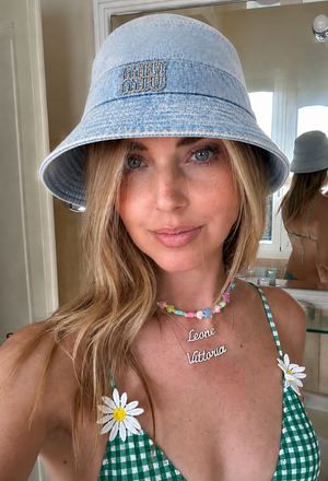 Pescatore denim light scritta miu crystal