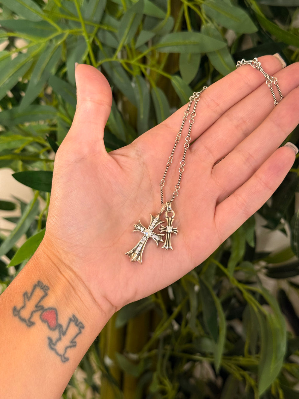 Collana doppi croce chrome hearts silver