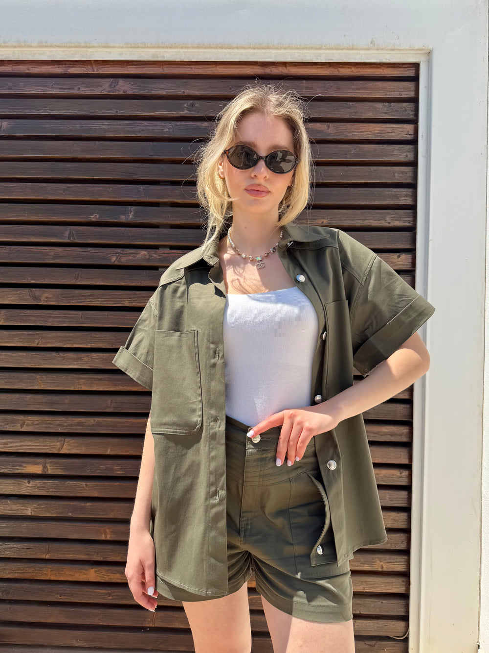 Coordinato popeline khaki Lumina