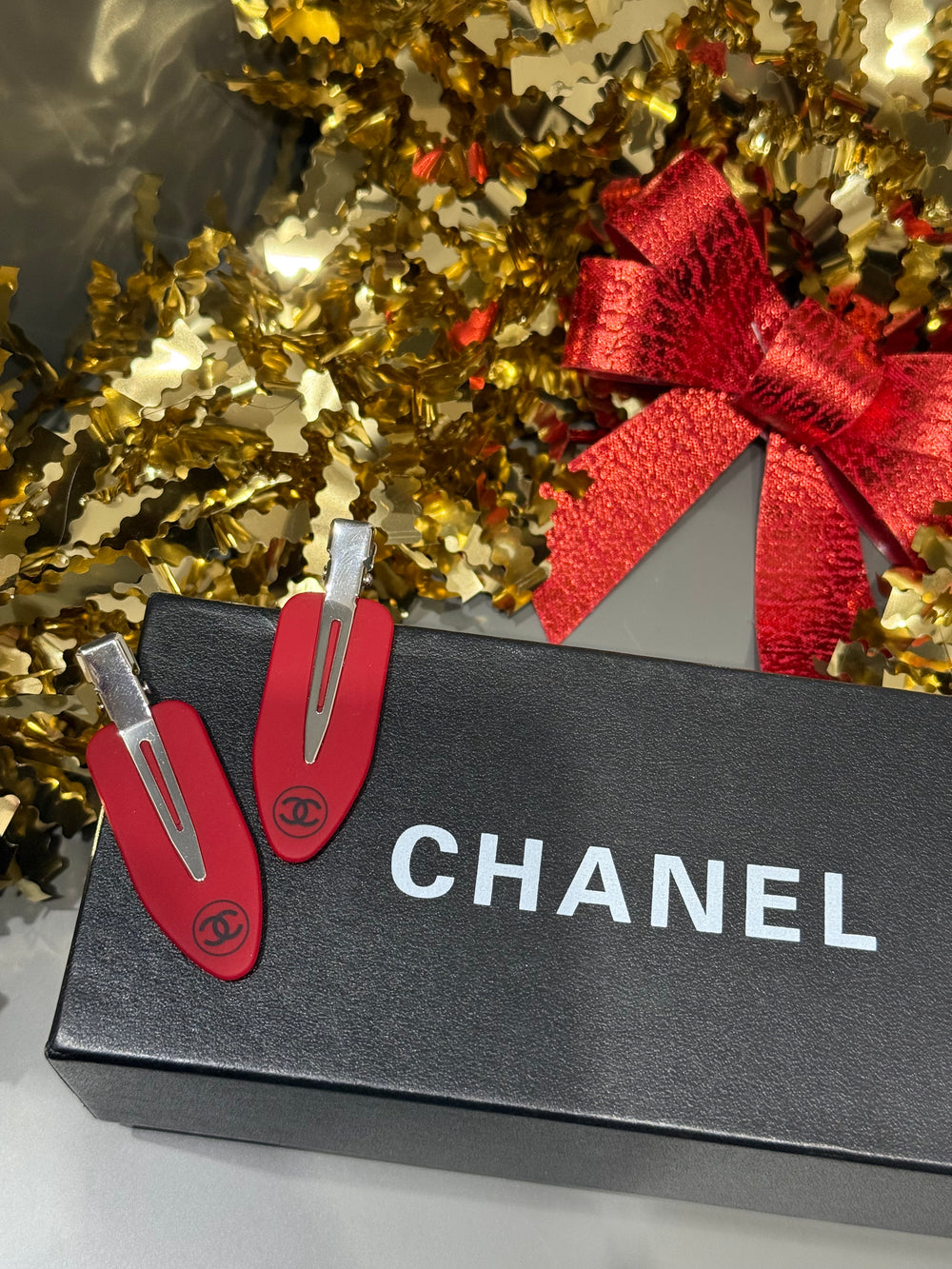 Coppia mollette chanel rosso