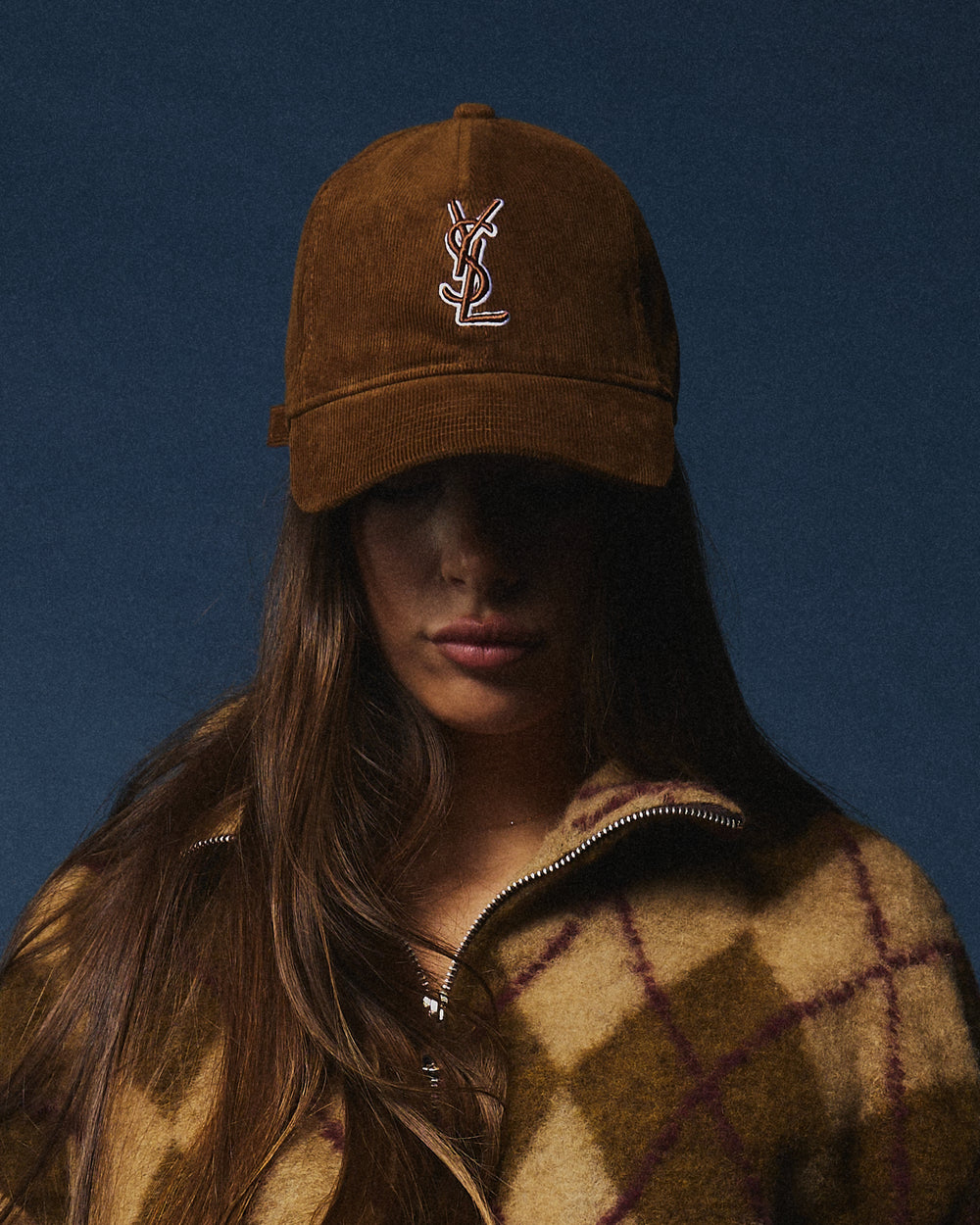 Cappello YSL velluto caramello