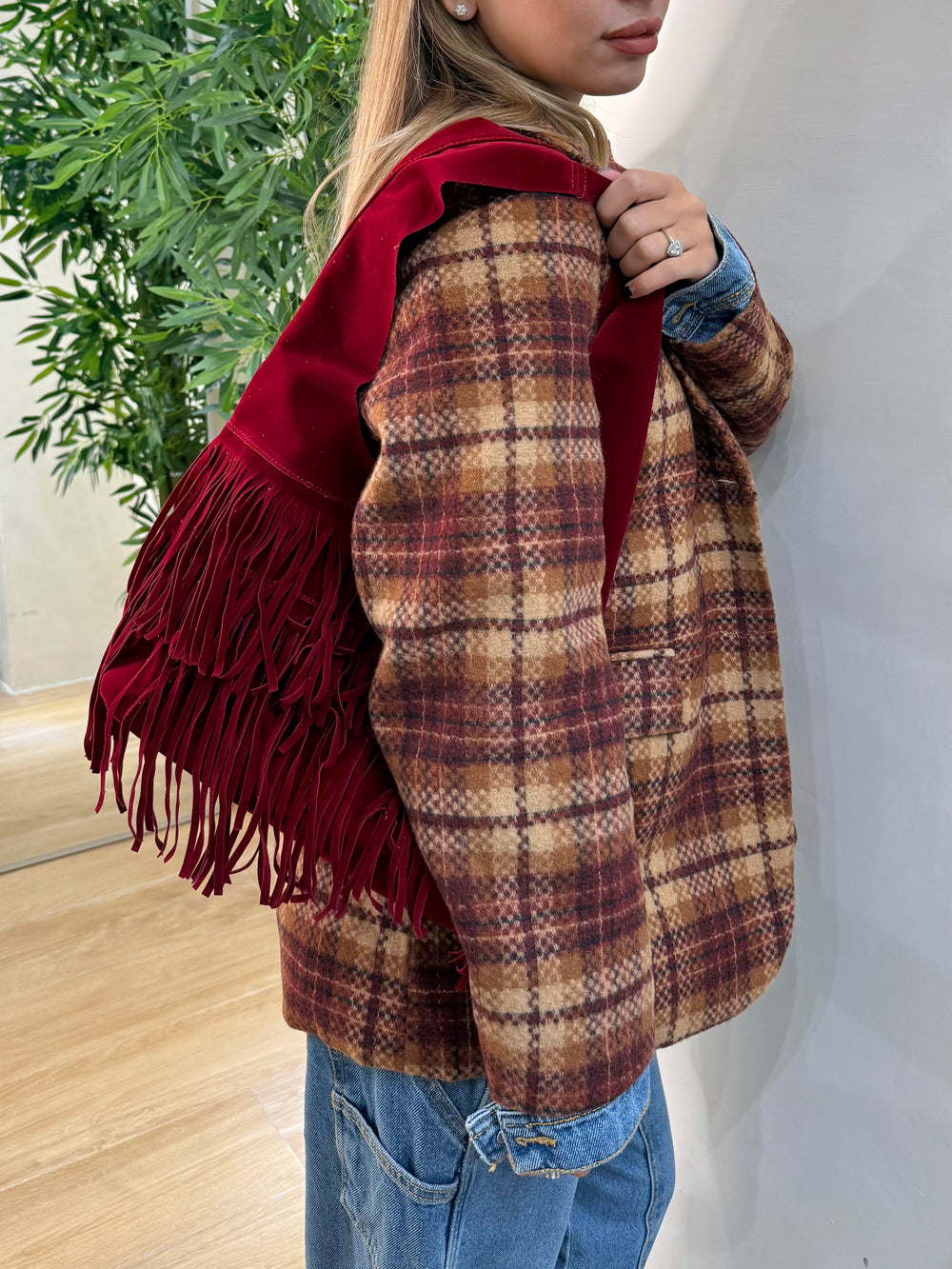 Tote bag Scamosciata con frange