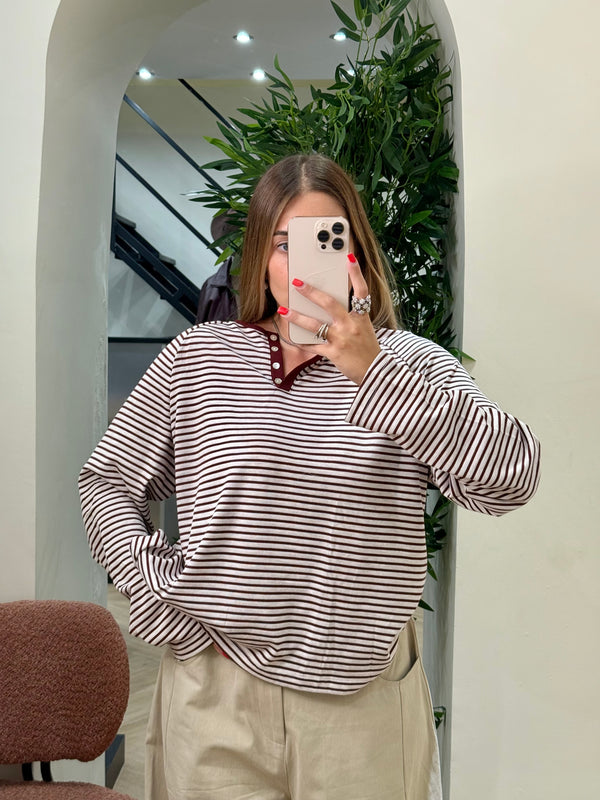 Maglia serafino righe