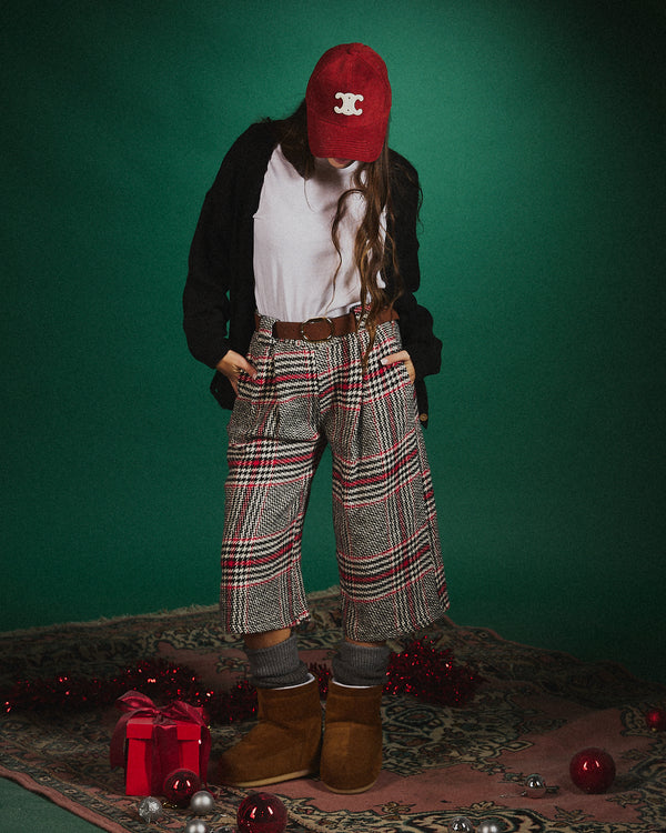 Bermuda lana quadri con cintura