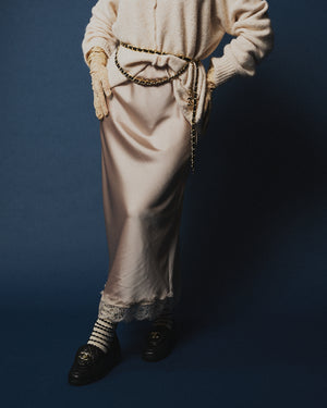 Cintura doppia catena pelle e oro chanel