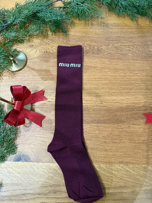 Pack due paia di calzini alti coste miumiu