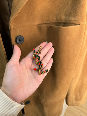 Spilla YSL pietre colorate base gold