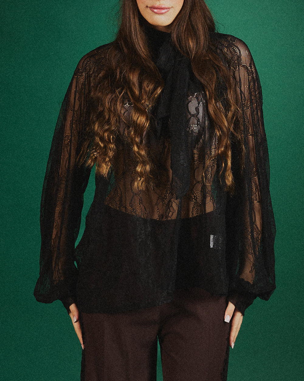 Camicia in pizzo francoise con fiocco