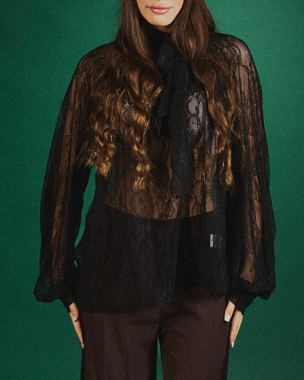 Camicia in pizzo francoise con fiocco