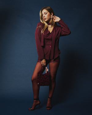 Blazer sfiancato gessato con fusciacca