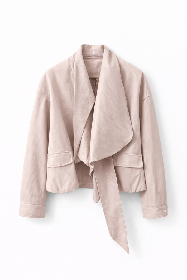 Bomber soft in pelle con accessorio hooded