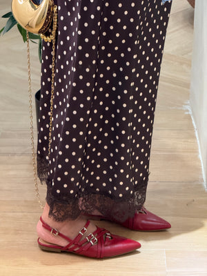 Gonna longuette pois pizzo