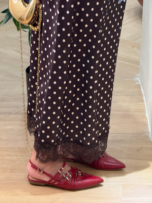 Gonna longuette pois pizzo