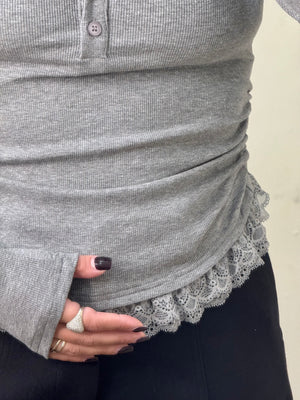 Maglia essential pizzo e bottoni