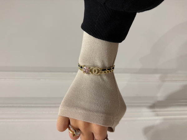 Bracciale rigido cuore rosa chanel