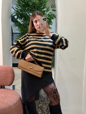 Maglia felpata mix righe