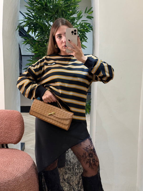 Maglia felpata mix righe