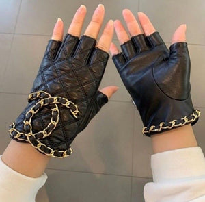 Mezzo guanti in pelle chain CC