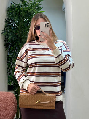 Maglia felpata mix righe