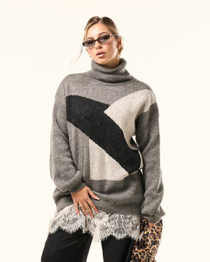 Maglia geo lace pizzo