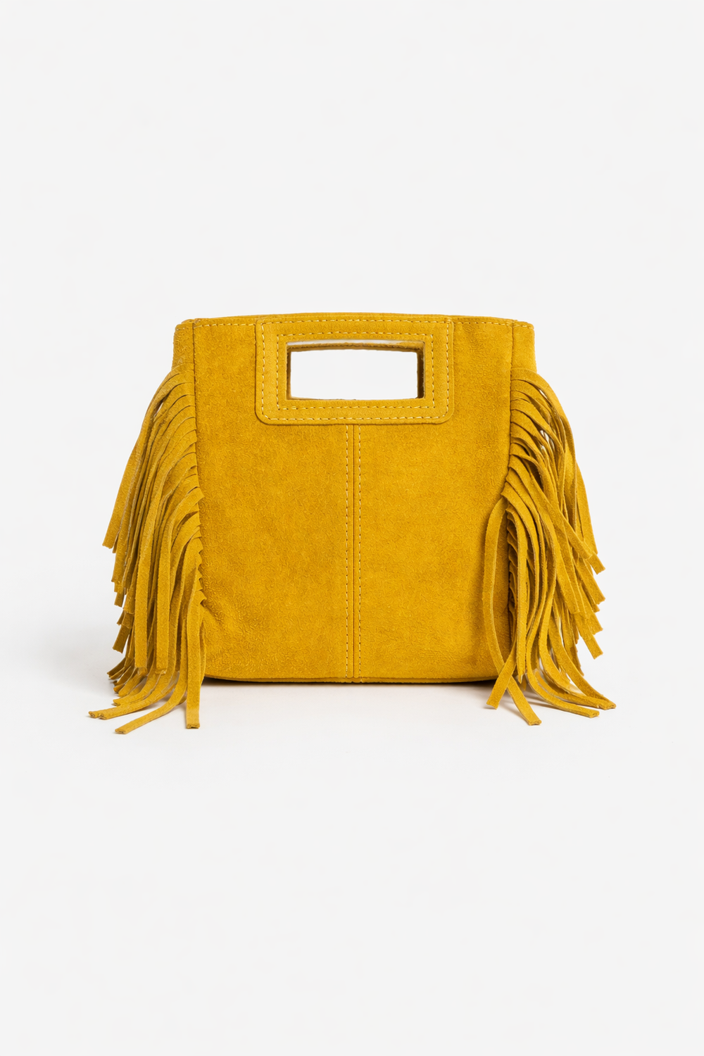 Borsa mini in vera pelle con frange