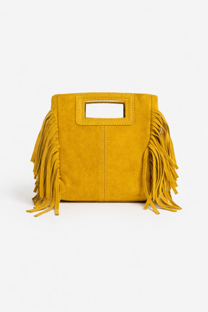 Borsa mini in vera pelle con frange