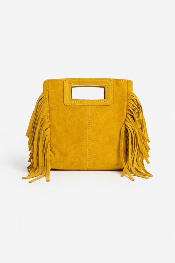 Borsa mini in vera pelle con frange