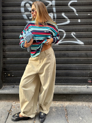 Maglia felpata mix righe