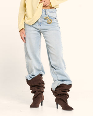 Jeans wide leg lavaggio chiaro