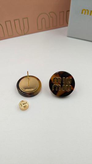 Orecchini bottone maculato logo iconico miü