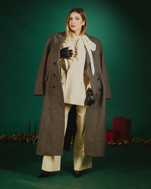 Cappotto Pied de poule con spalline