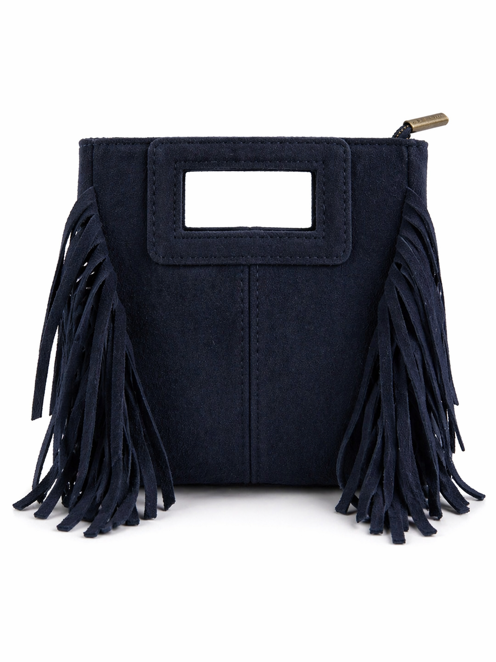 Borsa mini in vera pelle con frange