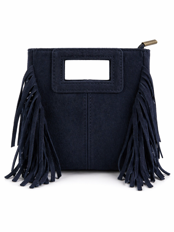 Borsa mini in vera pelle con frange