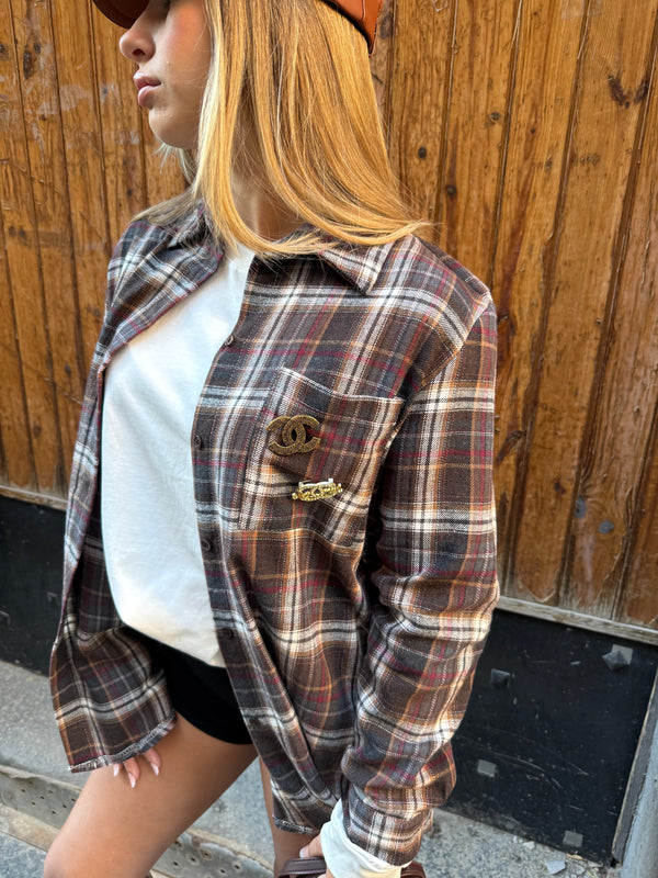 Camicia check flannel spallina