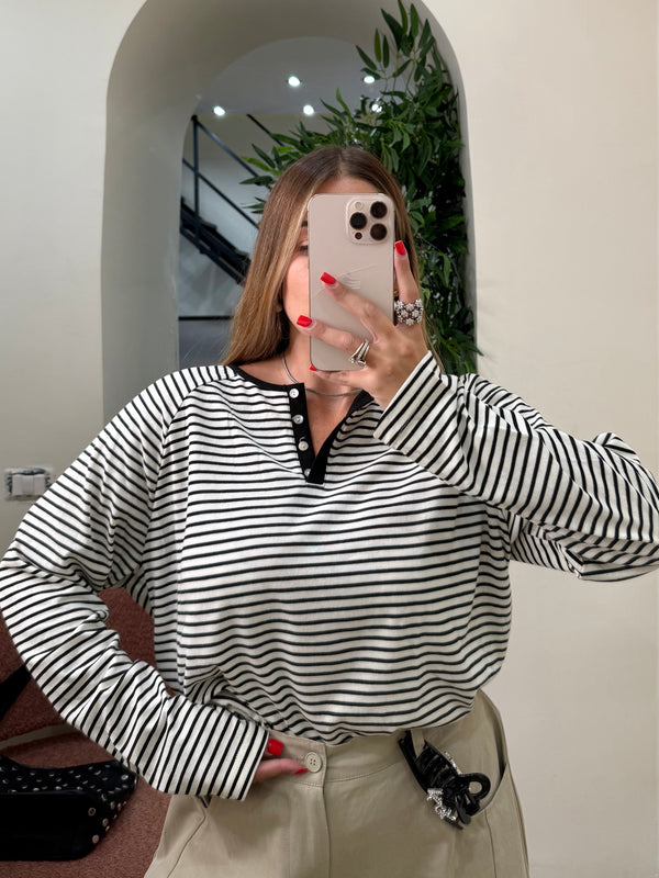 Maglia serafino righe