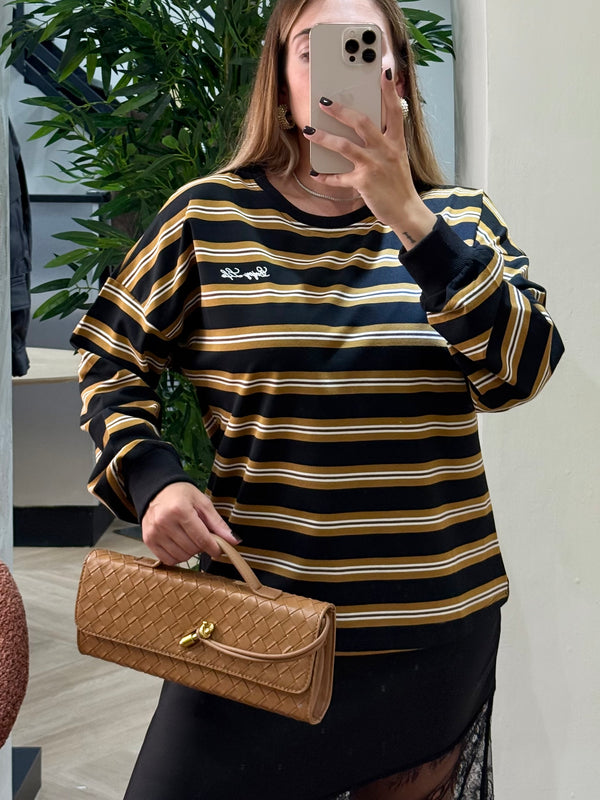 Maglia felpata mix righe