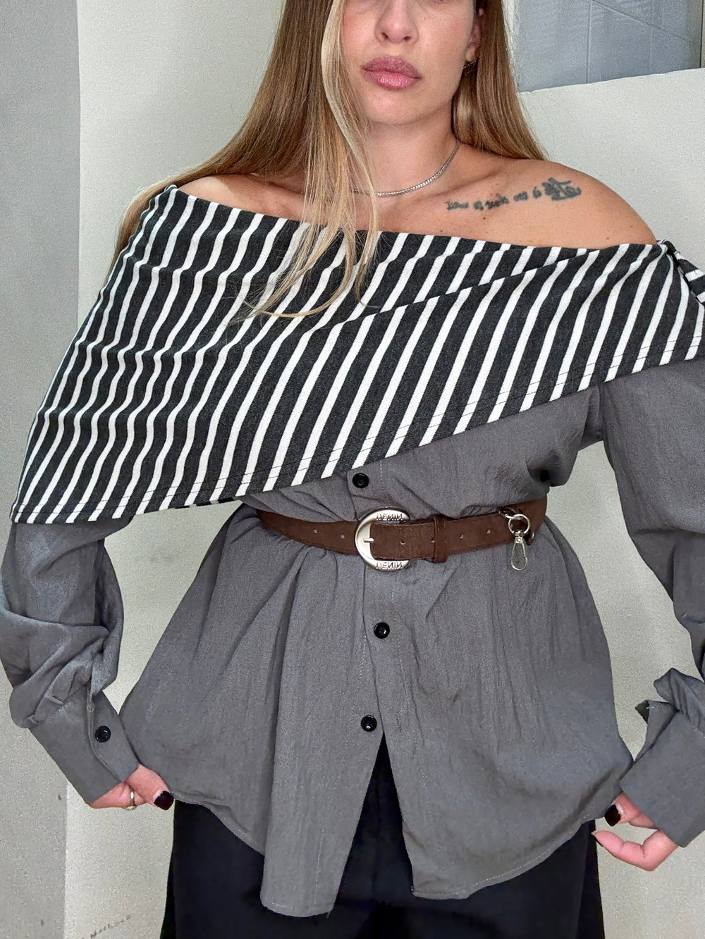 Camicia stripe shirt con cintura